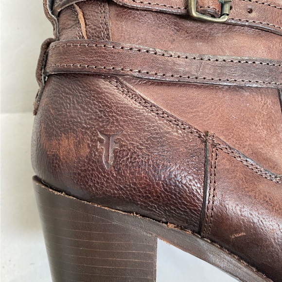 Frye Knee High Heeled Boot in Brown Leather - Picture 12 of 13